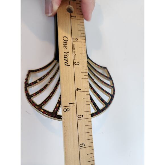 Antique 1920\'s Art Deco Celluloid Hair Fork Hair Comb Red Rhinestones